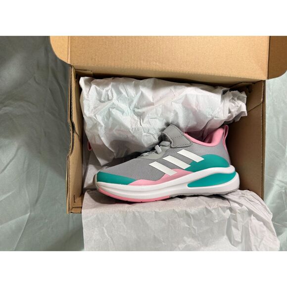NIB! Adidas FortaRun EL K Toddler Shoes - Grey/Pink/Teal Size 11K - Picture 6 of 7